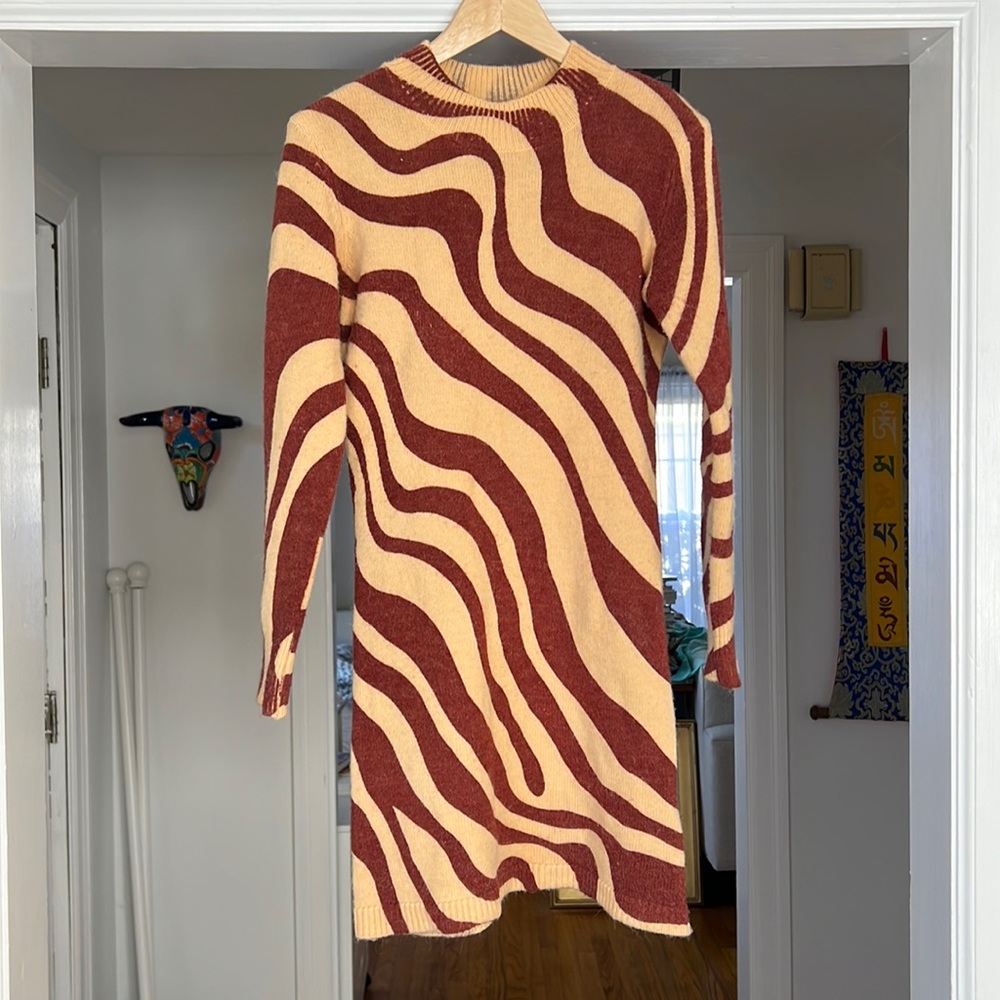 Zara wavy striped sweater dress sz L